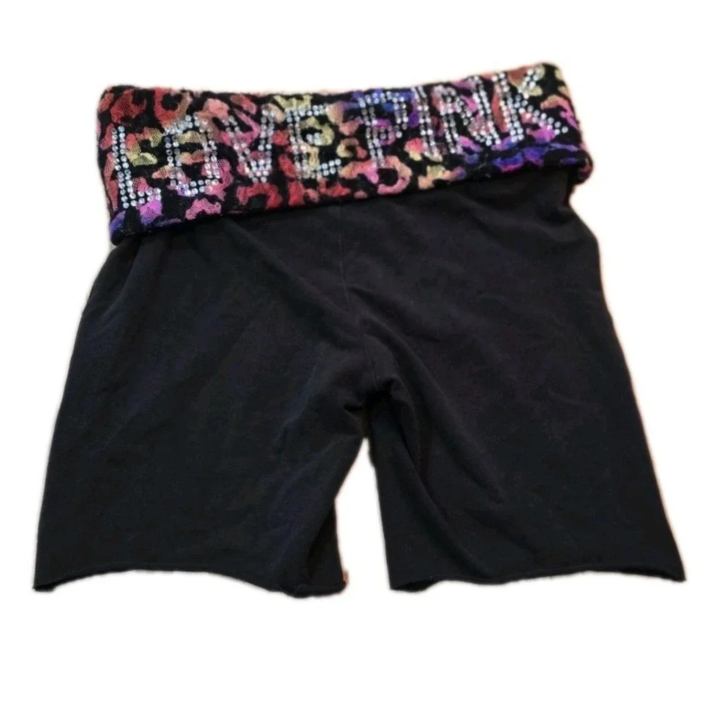 Rare Victoria Secret Y2K Rhinestone Bling Biker‎ Shorts Leopard Fold Over SZ S